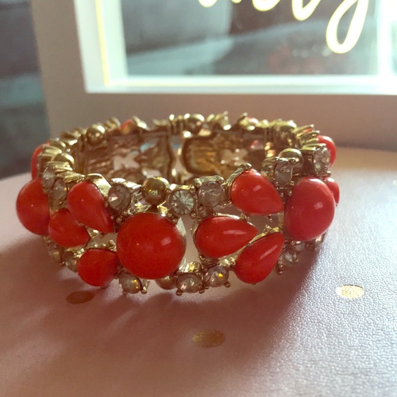 J. Crew Jewelry - J. Crew Gold and Coral Bracelet